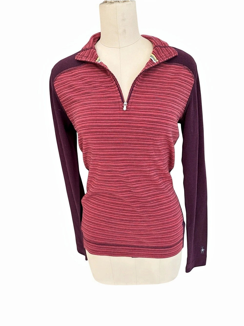 Smartwool Merino Wool Striped Half-Zip Size Medium